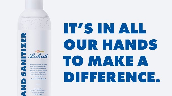 Labatt Breweries of Canada Shift Production to Hand Sanitizer to Fight Spread of COVID-19