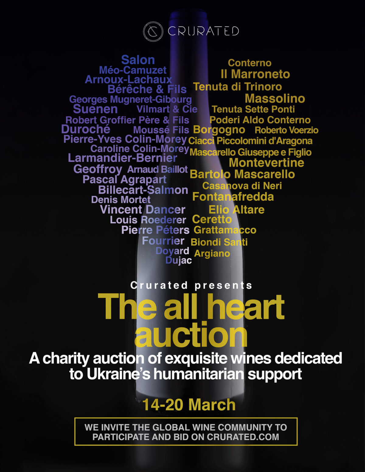 “Crurated” announces the “All Heart [Rare Wine] Auction” to raise funds for Ukraine relief efforts